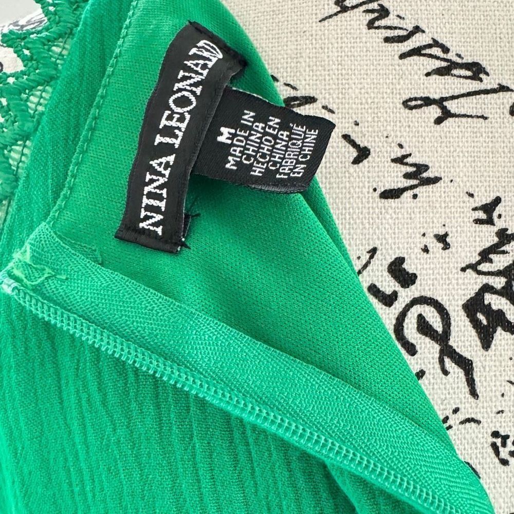 Nina Leonard Women’s Sleeveless Lace Trim Maxi Dress Bright Green Medium NWT - Picture 8 of 10